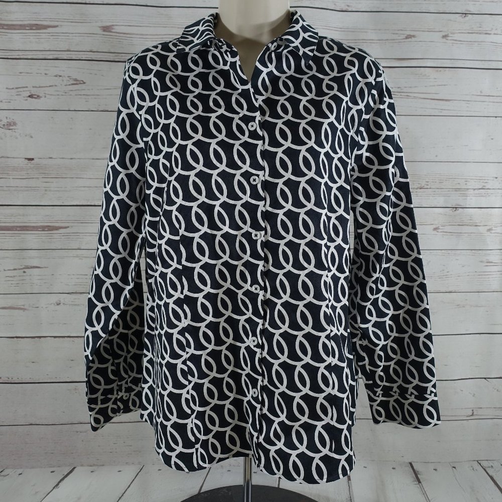 Chicos Button Up Long Sleeve Blouse